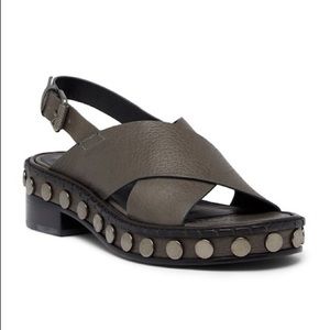 NIB All saints Ruse slingback sandals in dark grey